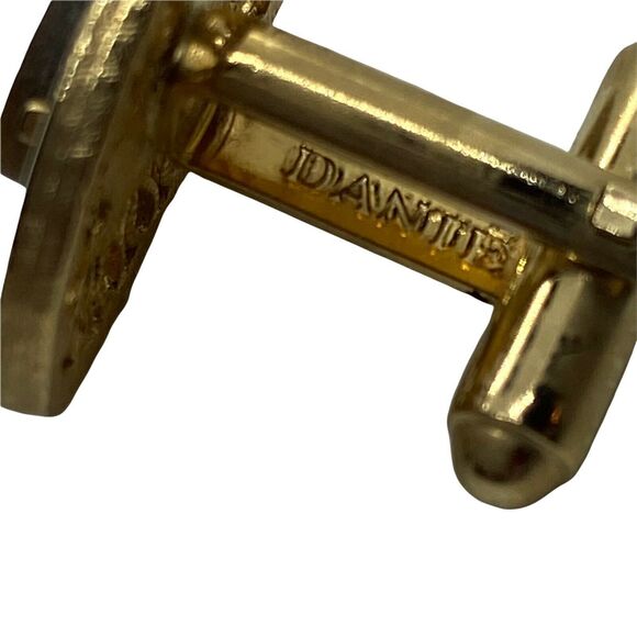 Cufflinks And Tie Tack Set Vintage Dante Men's Gold Tone Tiger’s Eye Bullet Back - Picture 5 of 16